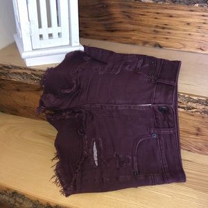 American Eagle maroon denim shorts